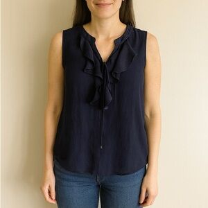 Tommy Hilfiger Navy Blue Ruffled Front Tank Top